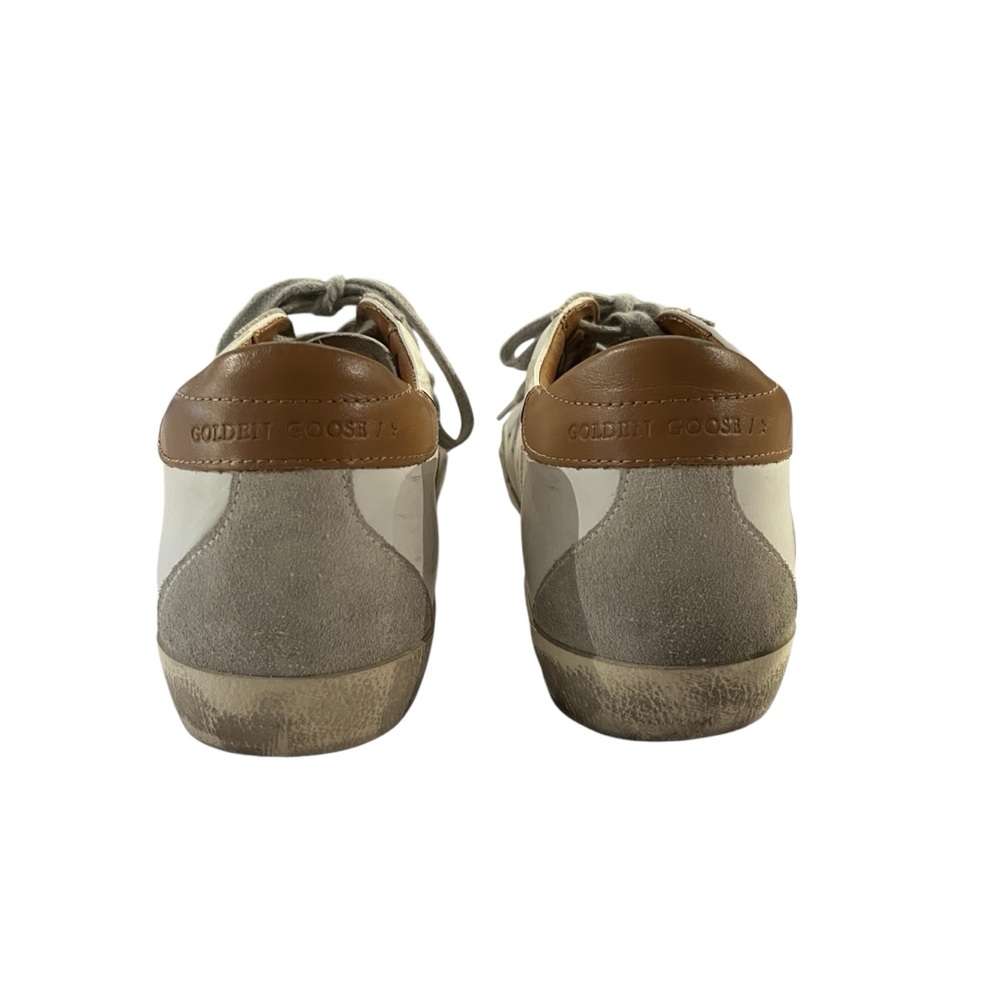 Golden Goose White Leather Sneakers with Gray Star and Tan Heel - Picture 3 of 7